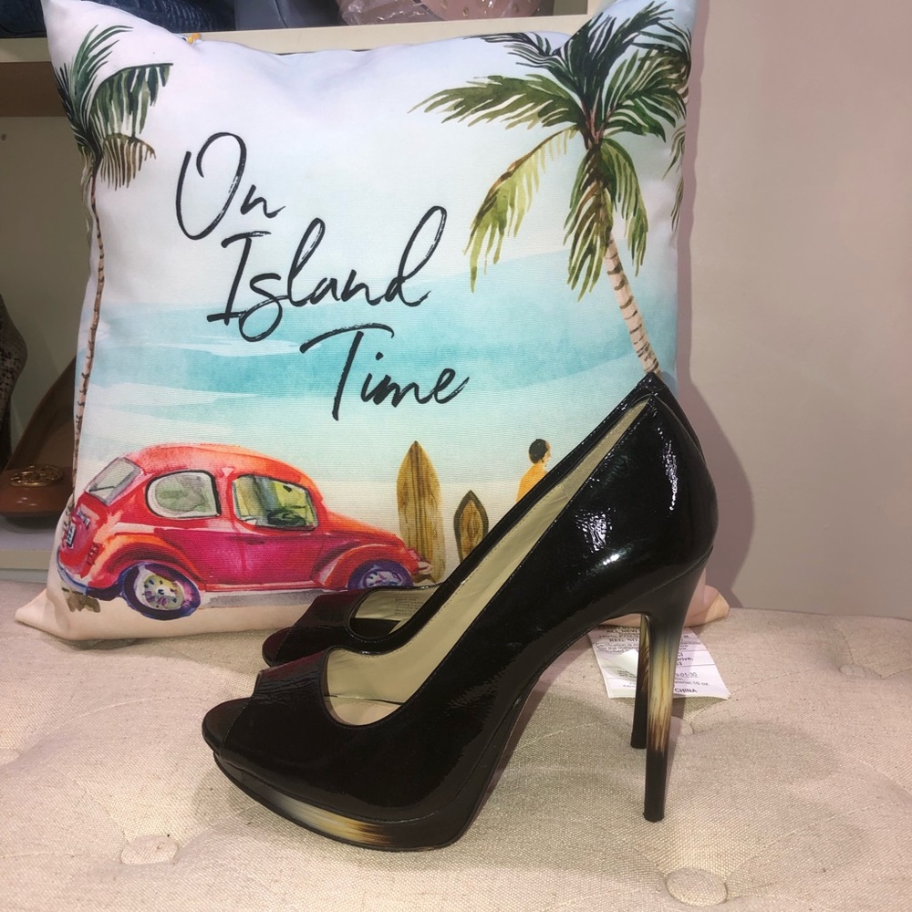Kenneth Cole Patent Leather Open Toe High Heels